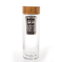Load image into Gallery viewer, Double Wall Glass Tea Tumbler with Infuser & Strainer