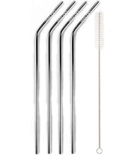 Load image into Gallery viewer, Stainless Steel Straws 4-Pack Curved