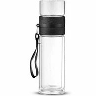 Load image into Gallery viewer, Glass Water and Tea Bottle, Tea Infuser, Black Trim